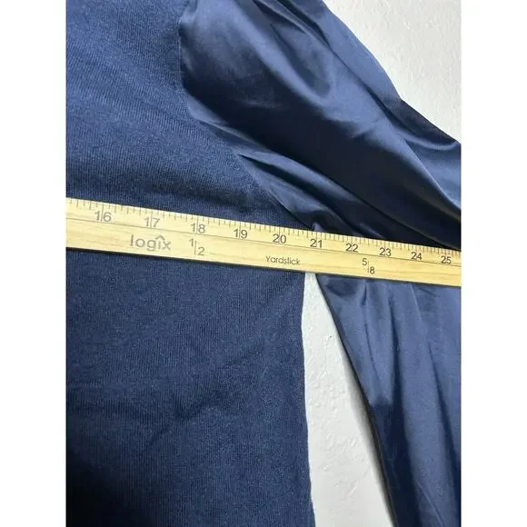 Chico’s Navy Blue Soft Stretch Mock Neck Satin Sleeve Sweater Size 2 US 12 - Picture 6 of 8